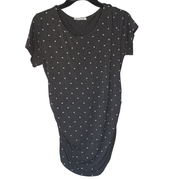 Small Show Gray And White Polka Dot Maternity Dress Size Medium - Picture 1 of 4